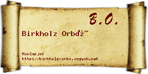 Birkholz Orbó névjegykártya